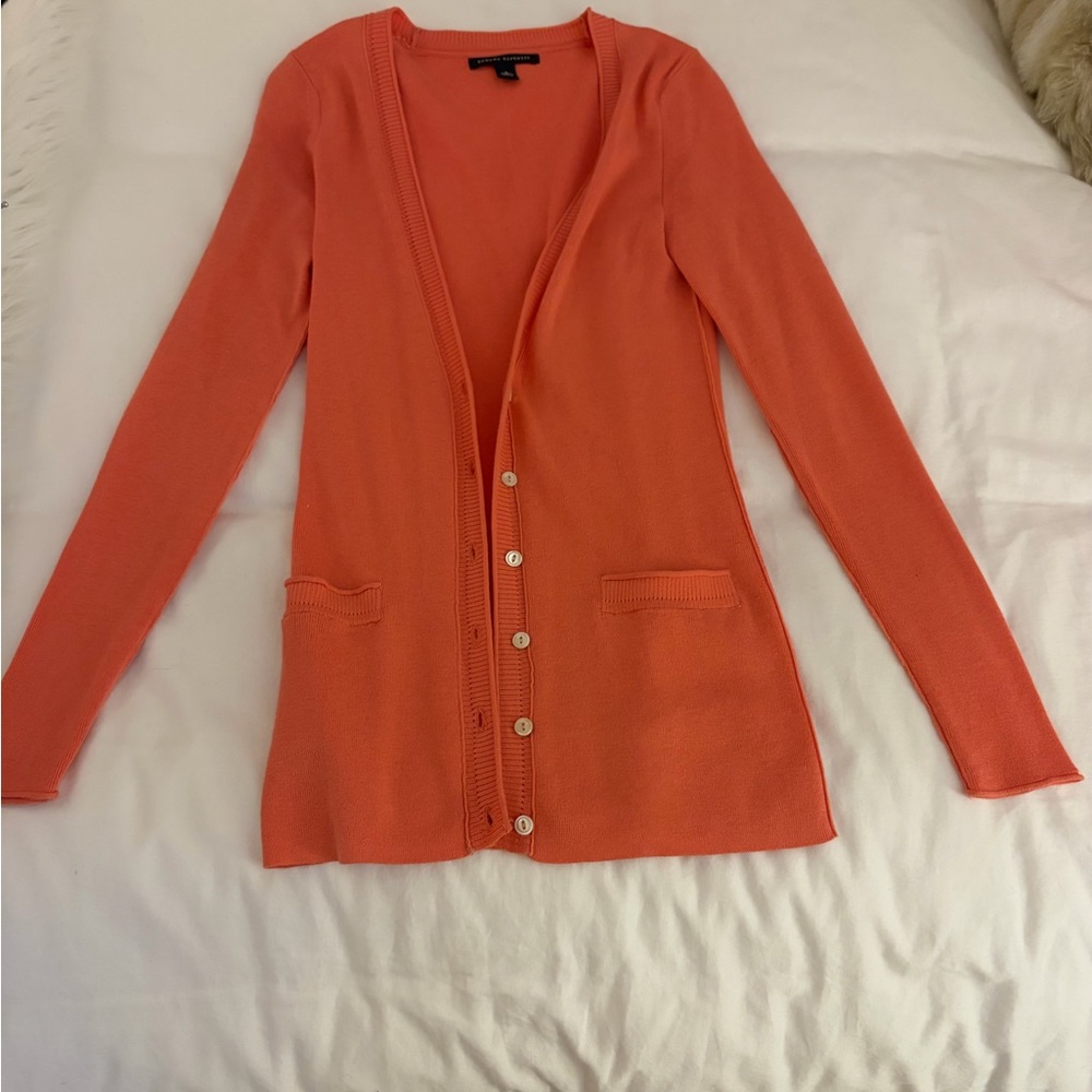 Women's Light Salmon Color Long  Cardigan Sweater